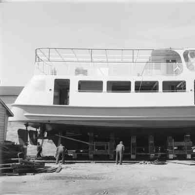 Unidentified vessel on blocks