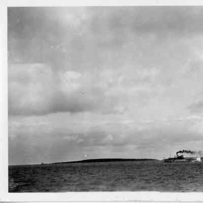 Ferry boat underway from St. Ignace to Mackinac City 1935
