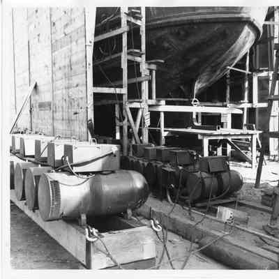 Stern of ship in scaffolding