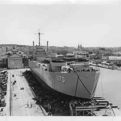 LST-1170 pre-launch at Christy Corp, May 22, 1954