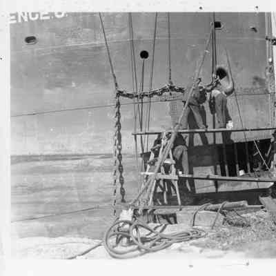 Scaffolding set up around the Florence J