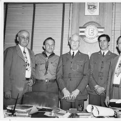 L.D. Smith, C. Ray Christianson, and three scout officials