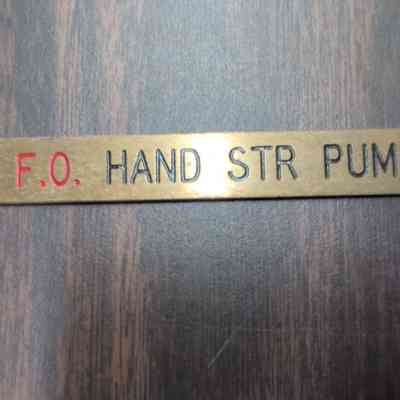 F.O. Hand STR Pump Nameplate