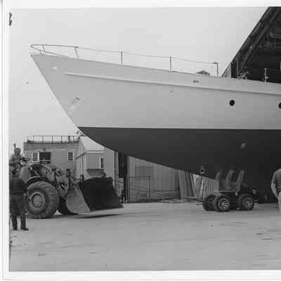 Firebird being towed out of Palmer John warehouse
