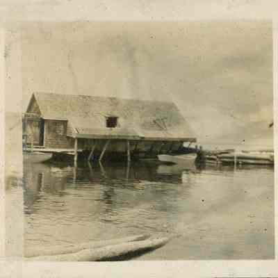 rowboat docked at Gills Rock pier