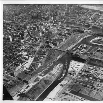 Aerial view of Milwaukee river