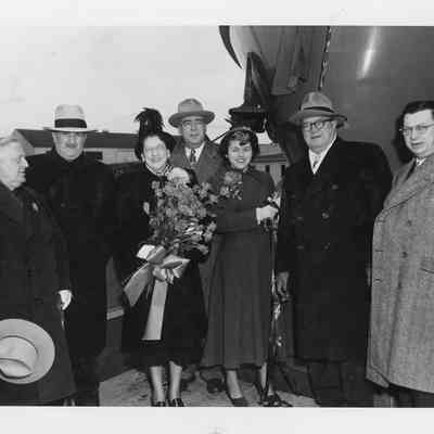 Christening party for Chicago Fireboat in sponsor box at Christy Corp 1949
