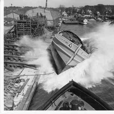 Launching of ST-883 at Sturgeon Bay Shipbuilding and Drydock Company March 31, 1945
