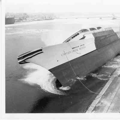 Tuna Seiner Captain Frank Medina being launched at PBI