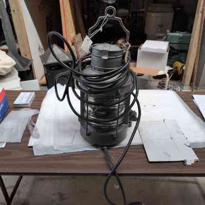 Gray metal dented lamp