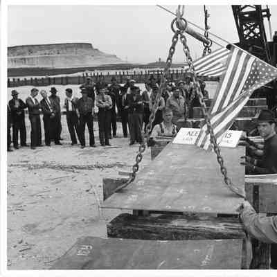 Keel of FA-16 being laid by Peterson Boat Works June 17, 1942