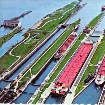 Stewart J. Cort in Poe Lock with two other ore carriers