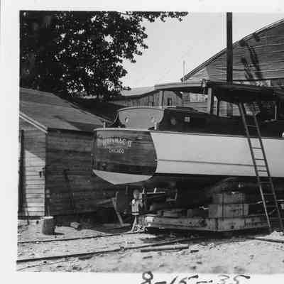 Gerymac II in cradle at Peterson Boat Works
