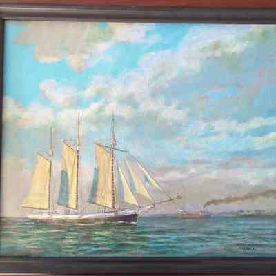 "Edward Steele in Sturgeon Bay Canal" oil painting
