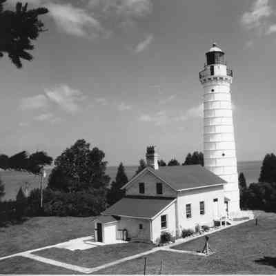 Aerial view of Cana Island Lighthouse