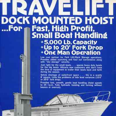 Travelift dock mounted hoist for fast, high profit, small boat handling