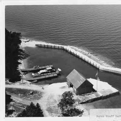 Burnt Bluff Harbor with boat at dock