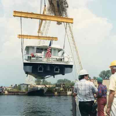 Time being lowered into graving dock