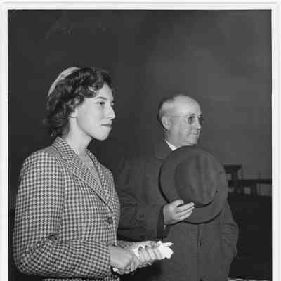 Miss Felice Ferguson and L.D. Smith at launching of PC-321 October 23, 1943