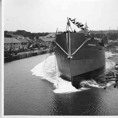 Freeman Hatch post-launch at Leathem D. Smith Shipbuilding Co.