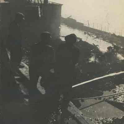 Workers in a shipyard