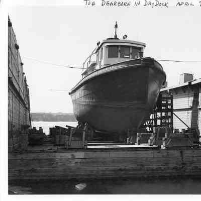 Tug Dearborn in drydock April 9, 1947