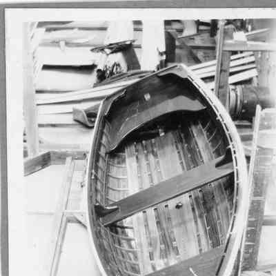 Row boat tilted to side