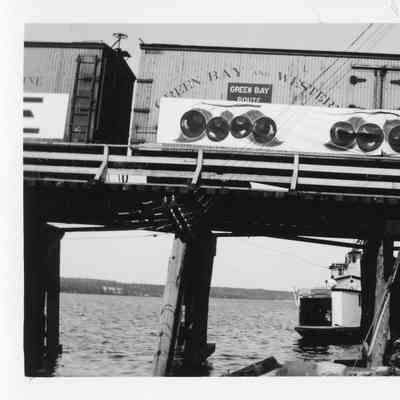 Green Bay and Western Railroad oars on trestle of Leathem and Smith Railroad Bridge