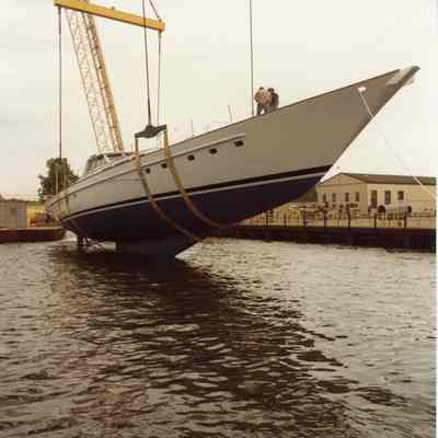 Ondine being lowered to water