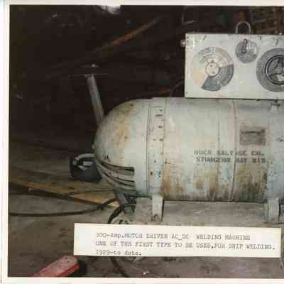 300 Amp motor driven AC-DC welding machine on metal rim wheels