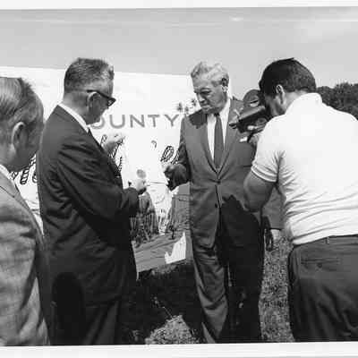 Group photograph at groundbreaking of Door County Maritime Museum in Gills rock