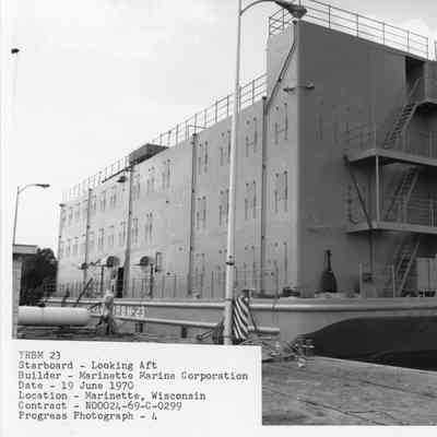 YRVM-23 docked in Marinette, Wisconsin, on June 19, 1970