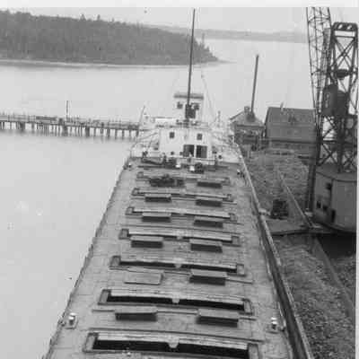 Deck of docked freighter