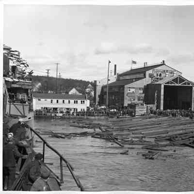 View of empty skids after launching of the Clement T. Jayne