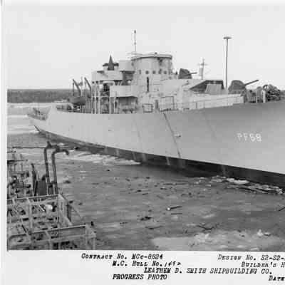 PF-68 USS Brunswick at Leathem D. Smith Shipbuilding co. March 27, 1944