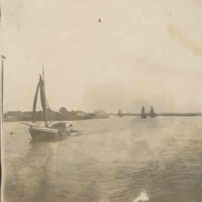 Sailboats in river