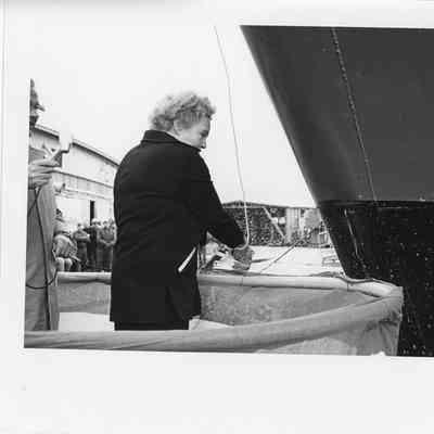 PBI woman at ship christening