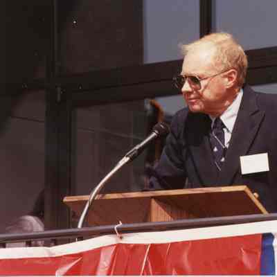 Guest speaker at Palmer Johnson open house 7/22/1987