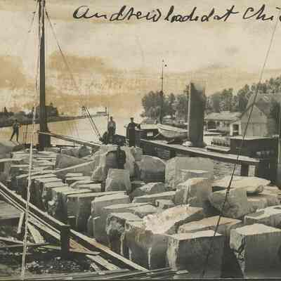 barge loaded with stone at quarry
