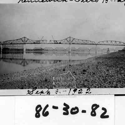 Green bridge under construction, near completion Dedicated 10/21/1922