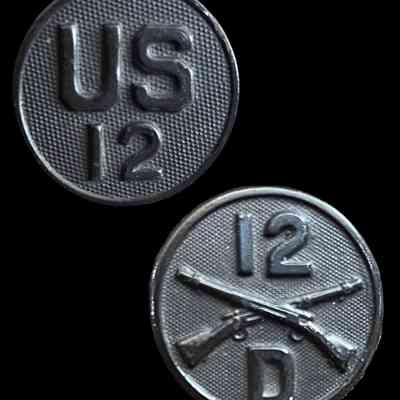 Rueben Gest WWI U.S. Army Company D 12th Infantry Lapel Pins