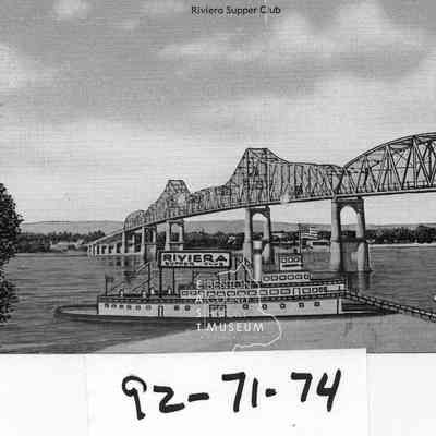 Riviera Supper Club, Appear docken on Pasco side of Columbia River as RR Bridge shows in Background