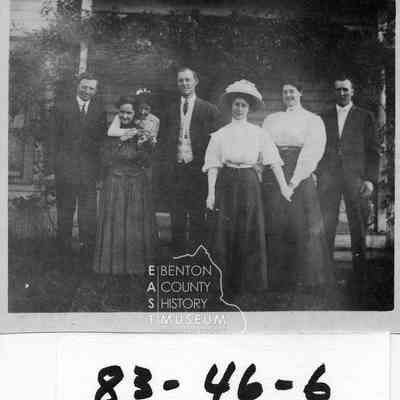 Alfred Amon, Eunice Washburn, Mildred Holmes, Dave Gibbs, Mae Sercombe, Mrs. Dave Gibbs and Ed Tweedt.