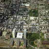 Digital reference image of color aerial view of Hoboken, June 6, 2003. Image number 8585. Photographer, Lee Ross, "Aerial Photography by Rosspilot."