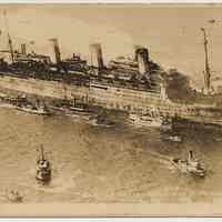 Postcard: #437 U.S. Transport Leviathan c[copyright symbol] I.P.S. from N. Mosey, N.Y. No date, circa 1918-1919; unposted.