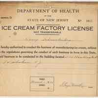 Ice Cream Factory License, 4, issued to Henry Schnackenberg, 1110 Washington St., Hoboken, by State of N.J.for 1932, 1935, 1947, 1949.