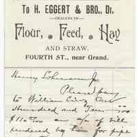 Digital image: billhead of H. Eggert & Brother, Dealers in Flour, Feed, Hay and Straw, Fourth St., near Grand, [Hoboken], Nov. 29, 1897.