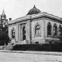 Digital image of black-and-white photo of the new Carnegie Library, West Hoboken, ca. 1900.