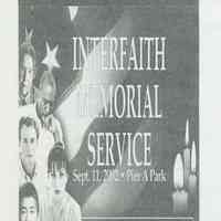 Program for Interfaith Memorial Service, Sept. 11, 2002, Pier A Park, Hoboken.