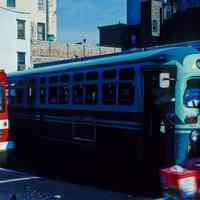 Slides: 32 color transparencies of vehicles; buses, Hoboken, ca. 1982-84.
